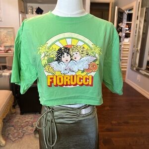 Fiorucci Lime Green Angel Graphic Crop Tee